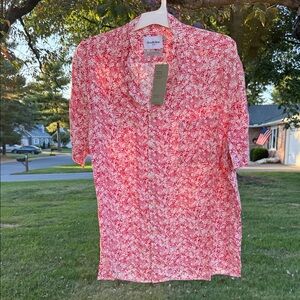 Goodfellow & Co Red and White Floral Dress Shirt